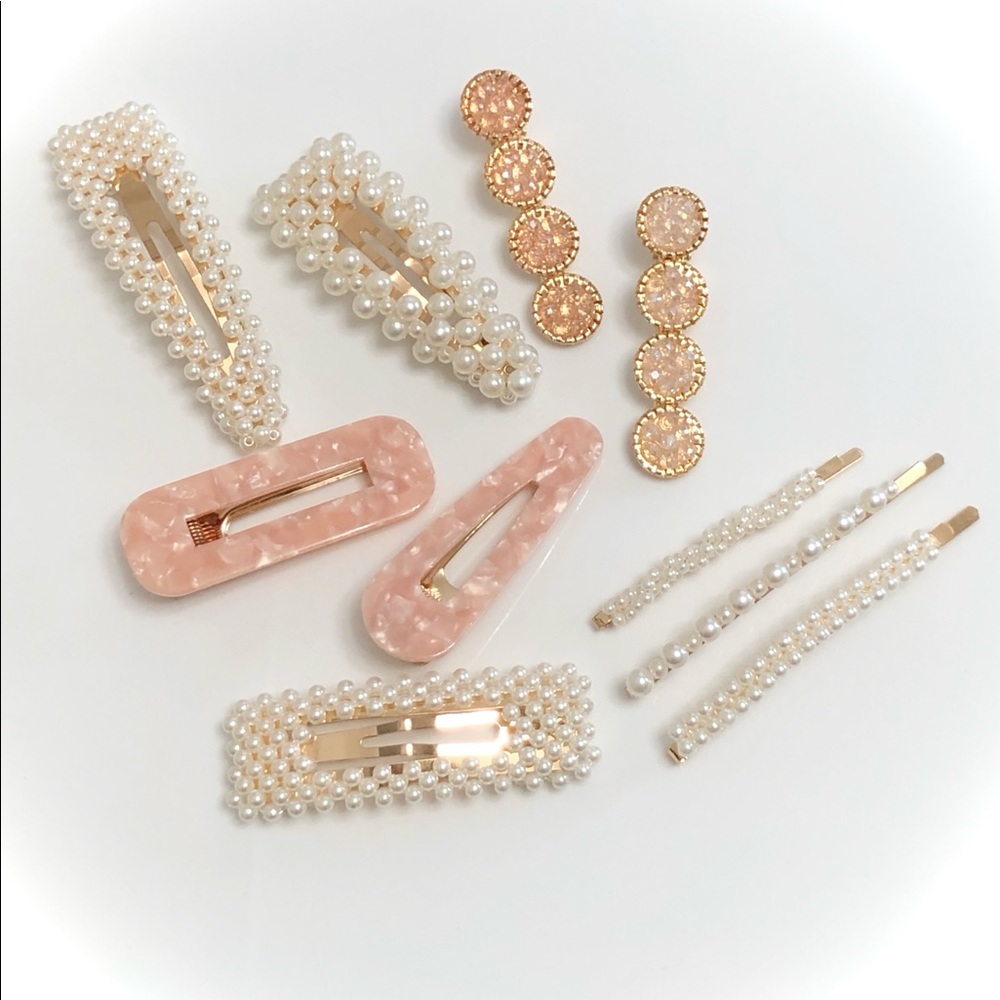 Pearl Acrylic Hair Barrette Clips Hair Accessories - Picture 2 of 9